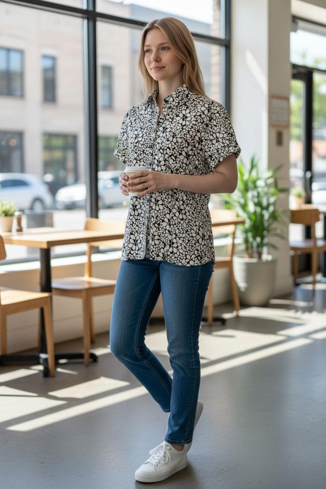 Other Kim Rogers Floral Short Sleeve Button-Up Blouse Size M / US 6-8 / IT 42-44 - 1 Thumbnail