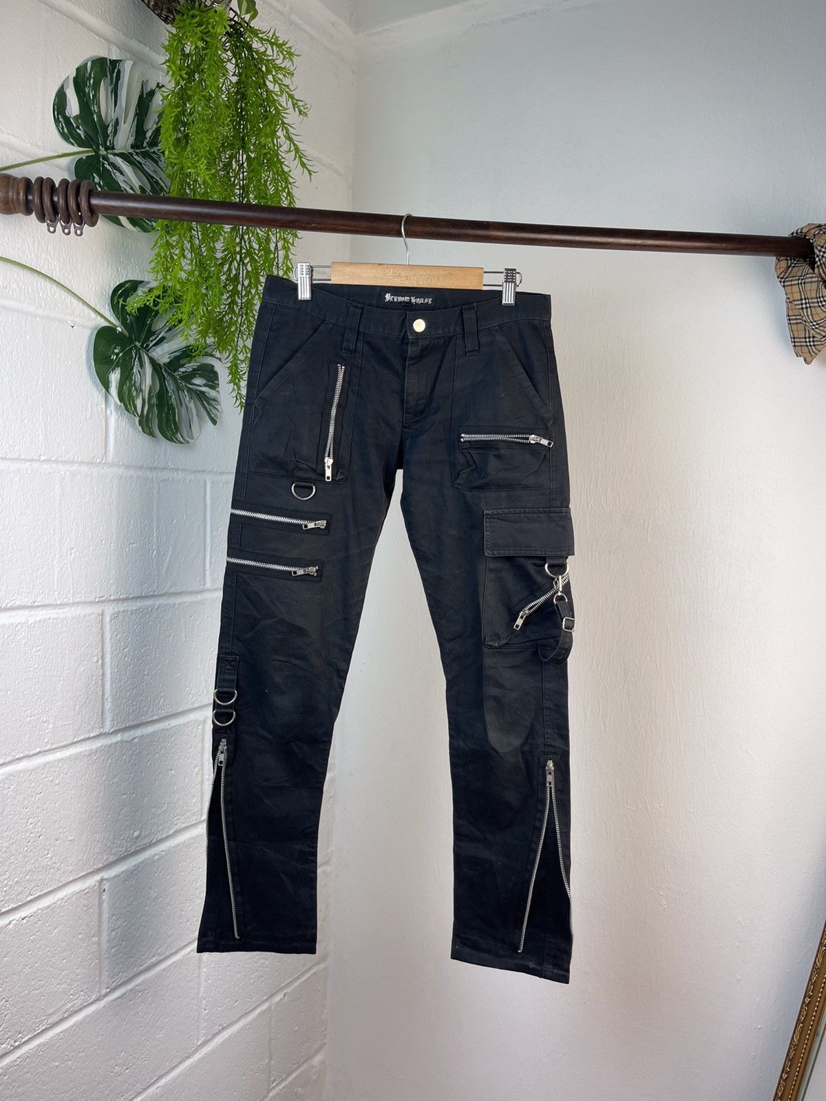 Size 31x33 Semantic Design Cargo Pants Black Bondage Pants