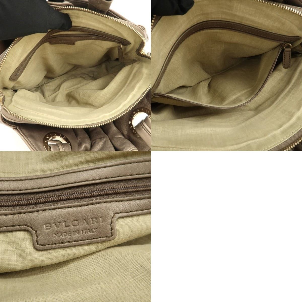 Bvlgari Bvlgari Drawstring Leather Shoulder Bag Tan Size ONE SIZE - 7 Thumbnail