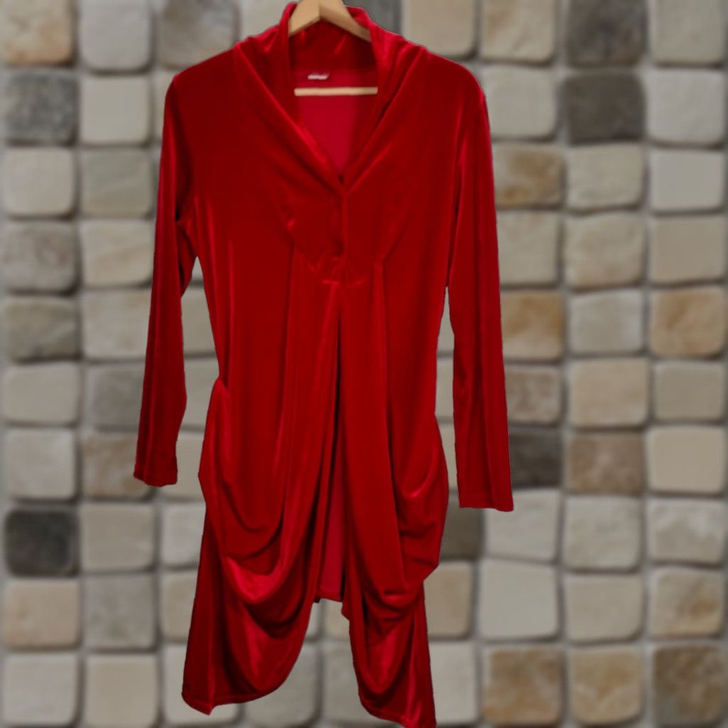Velour Vintage Magdalena Velour Duster Shirt Y2K Red Whimsigoth Renaissance Vampire Size S / US 4 / IT 40 - 1 Thumbnail