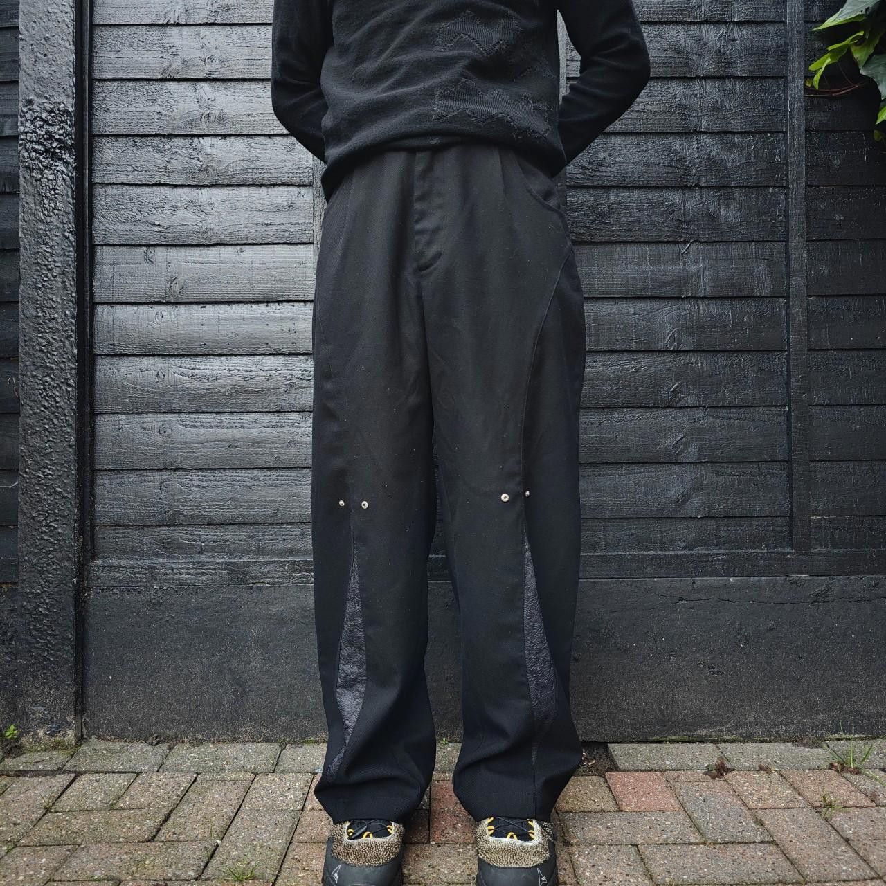 Other Black Wide Leg Slit Panelled Trousers Size US 32 / EU 48 - 1 Thumbnail