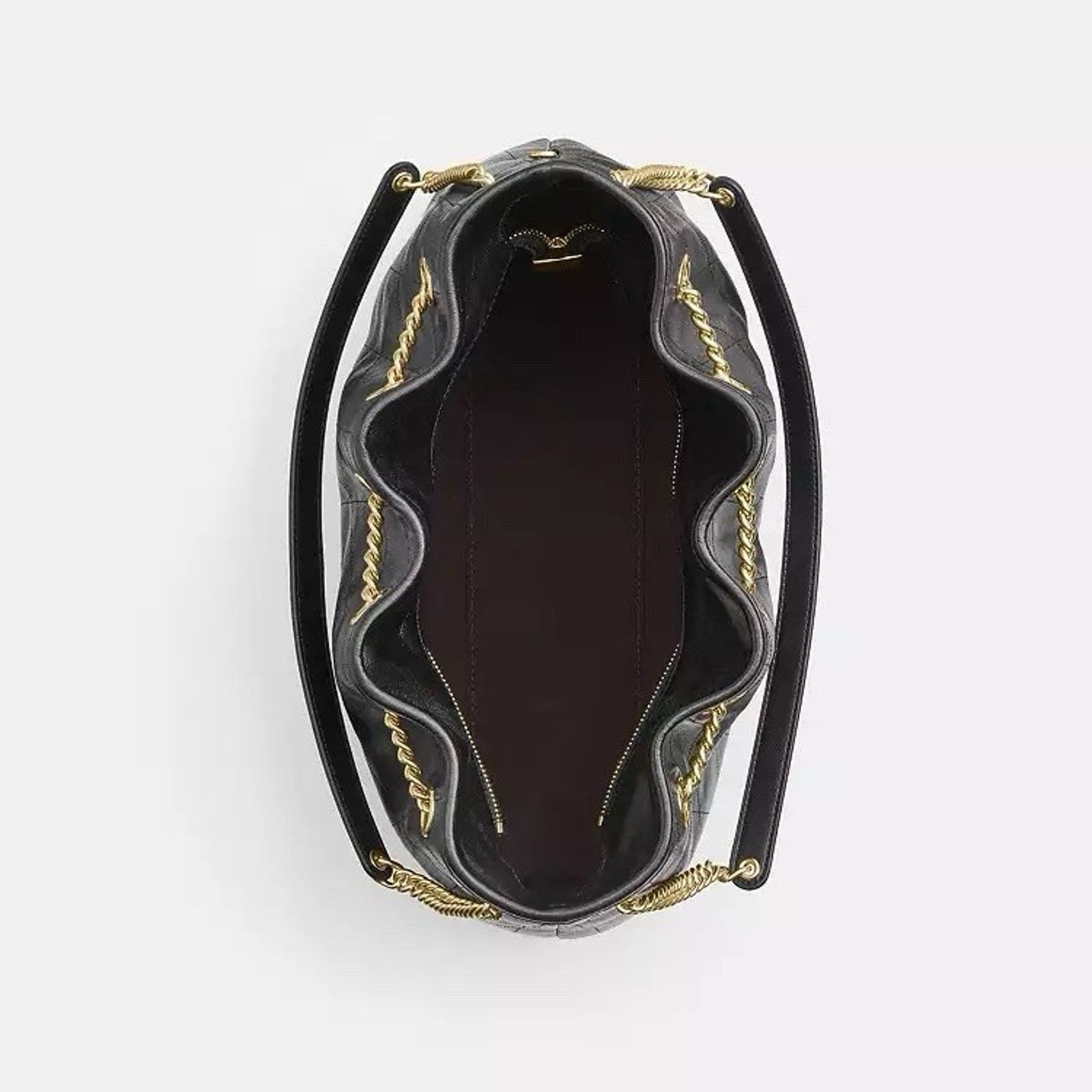 Coach NWT COACH Evelyn Shoulder Bag Leather Gold/Black CDR00 Size ONE SIZE - 14 Thumbnail