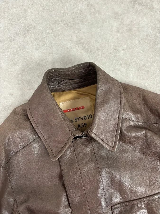 Prada 2000s Prada Brown Avant-Garde Leather Asymmetrical Jacket Size US M / EU 48-50 / 2 - 5 Thumbnail