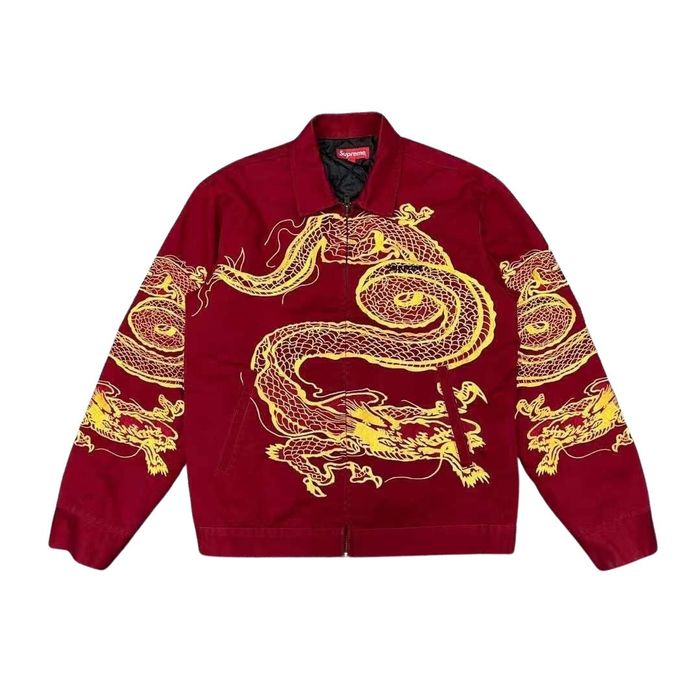 Supreme dragon work jacket hot sale red