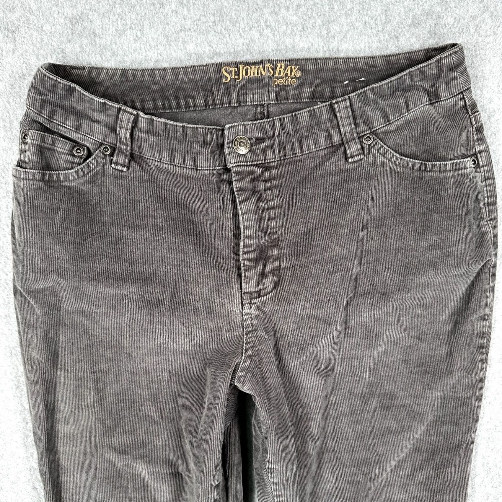 Vintage St. John's Bay Chino Pants Dark Gray Women's 12P Corduroy Flat Front Bootcut Pockets Petite Boys? Size 34" / US 12 / IT 48 - 3 Thumbnail