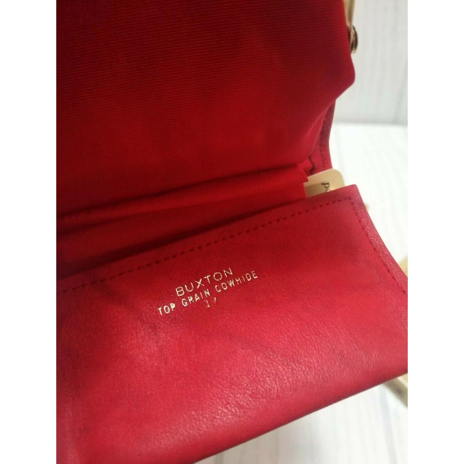 Vintage VINTAGE Buxton Tri Fold Wallet Red Ladies Unisex Card Wallet in the Box New Badge: Box Creases? Size ONE SIZE - 5 Thumbnail