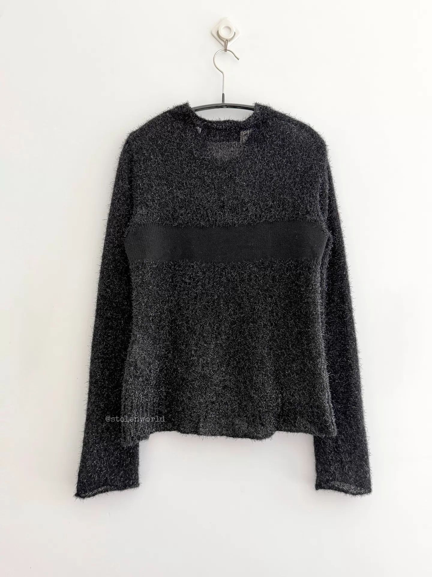 Comme des Garcons Comme des Garçons 99 Tricot Knit Top Blk Shimmer Wool-Panel Size ONE SIZE - 6 Thumbnail