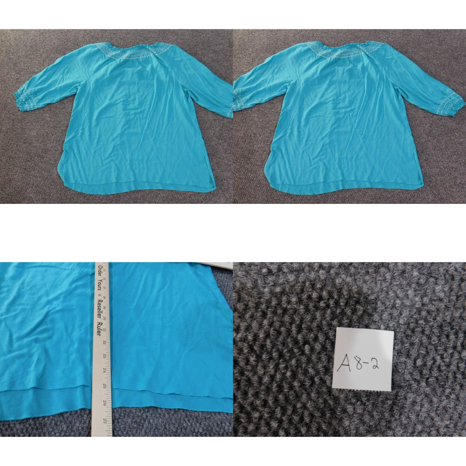 JM Collection JM Collection Blouse Shirt 1X Plus Womens Blue Striped Rayon Knit Crew Neck 3/4 Sleeve Pullover Classic Stretch Casual Size XL / US 12-14 / IT 48-50 - 8 Thumbnail