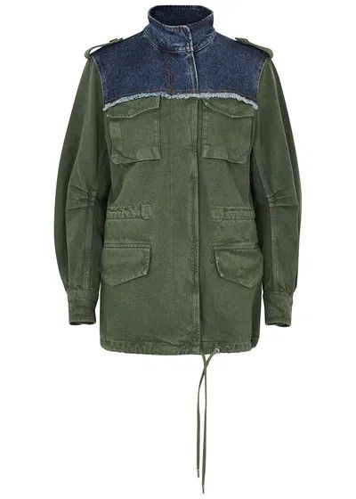 Chloe o1y0825 Denim Jacket in Military Green/Blue Size S / US 4 / IT 40 - 1 Thumbnail