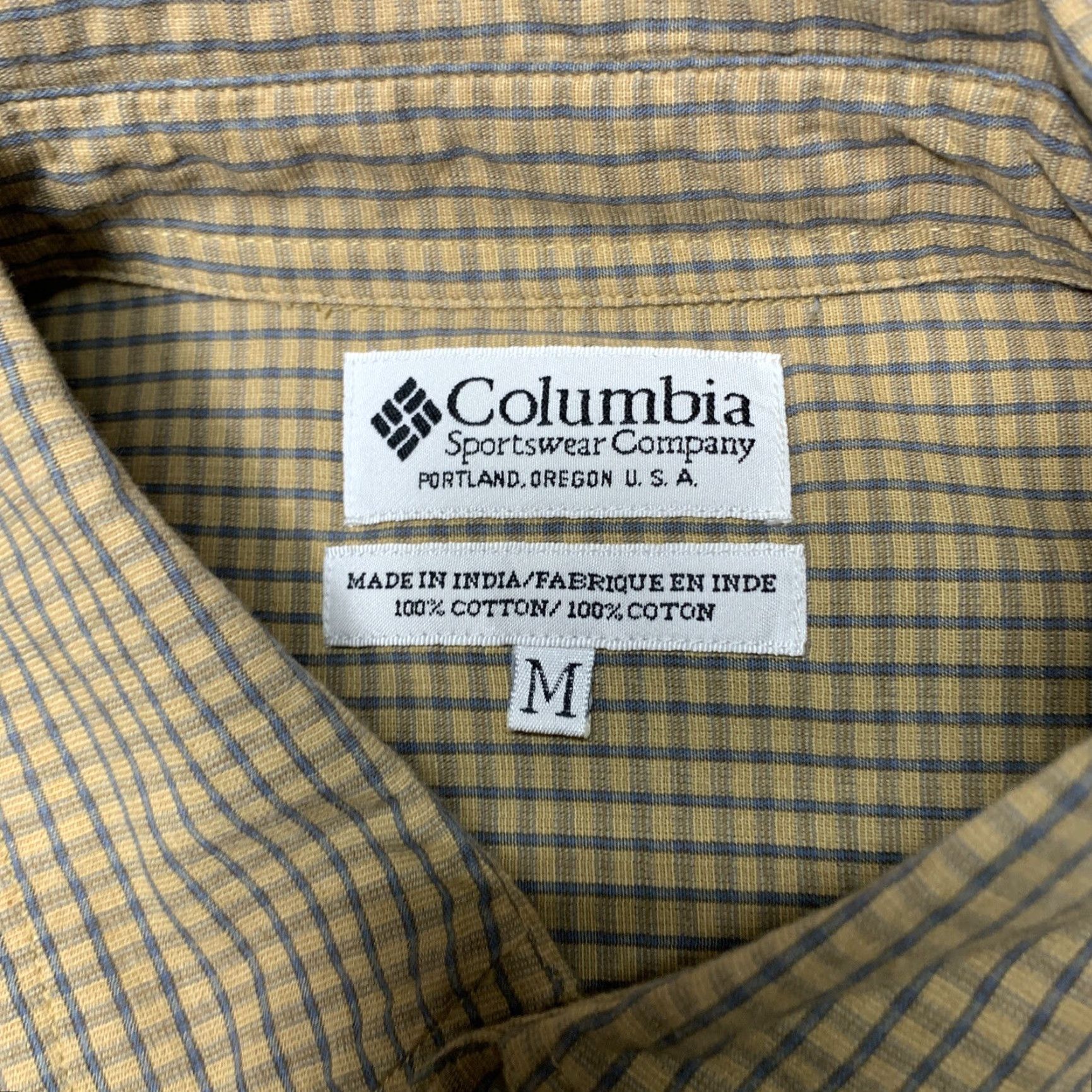 Vintage Columbia Mens Button Down Shirt Tan Blue Plaid Short Sleeve Size Medium Size US 31 - 6 Thumbnail