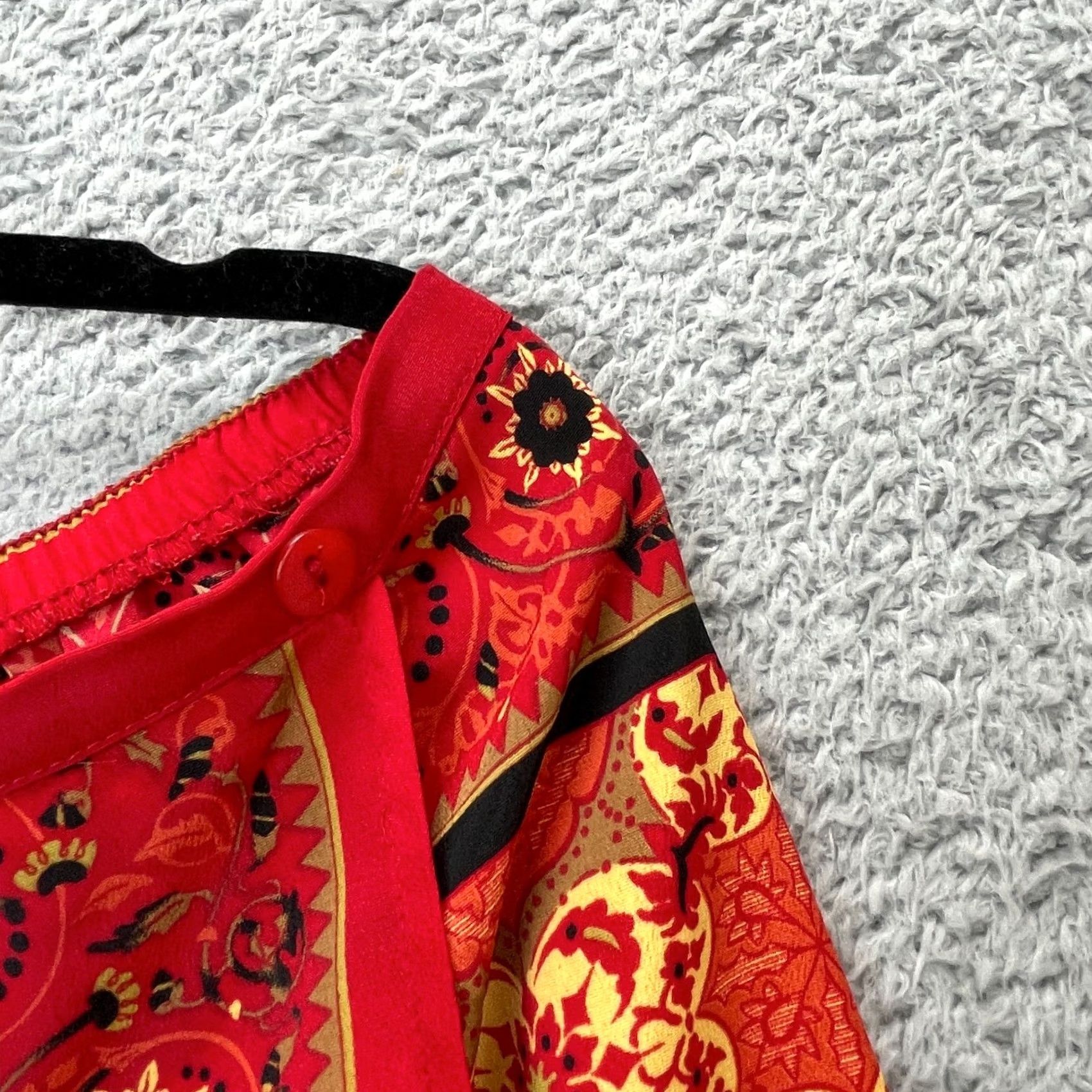 Vintage Vintage Sag Harbor Skirt Womens 14 Red Wrap Front Slit Geometric Midi Bohemian Size 36" / US 14 / IT 50 - 5 Thumbnail