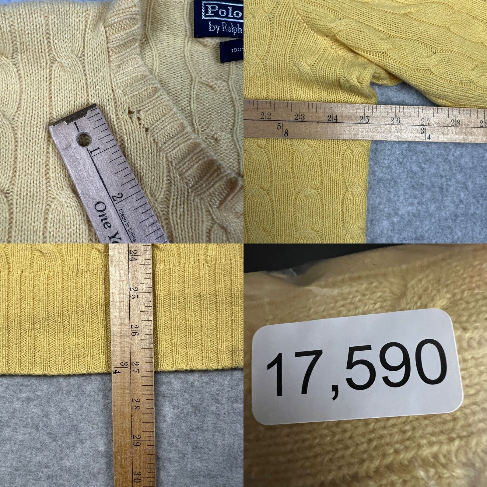 Polo Ralph Lauren Polo Ralph Lauren 100% Cashmere Cable Knit Crew Sweater 2XL Mens Yellow READ Size US XXL / EU 58 / 5 - 8 Thumbnail