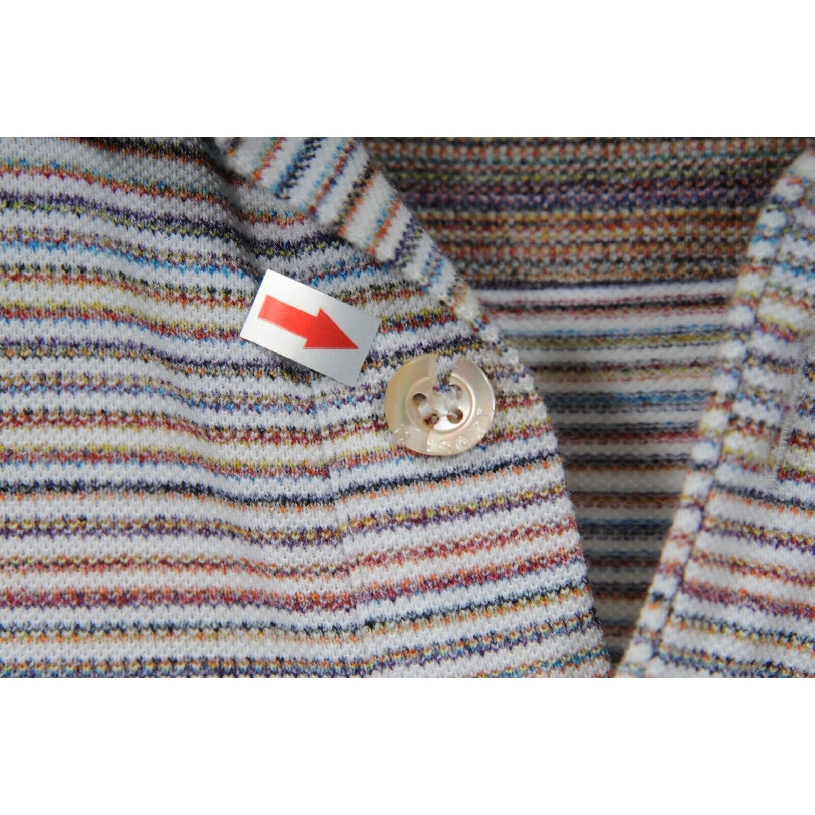 Missoni Striped Polo Shirt Blue White Orange Size US M / EU 48-50 / 2 - 6 Thumbnail