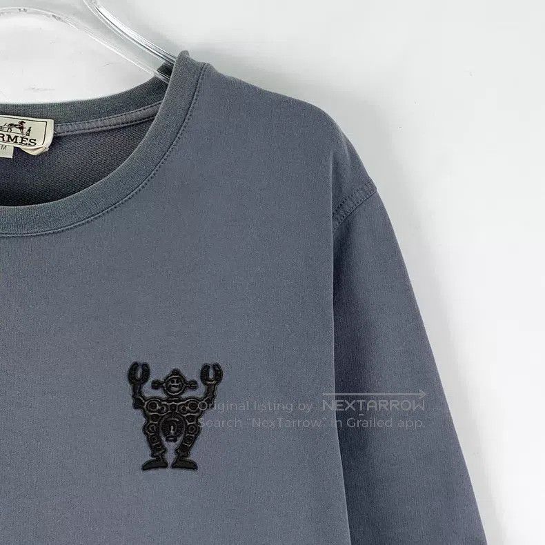 Hermes Hermes Blue Robot Embroidered Cotton Crew Neck Short Sleev Size US M / EU 48-50 / 2 - 3 Thumbnail