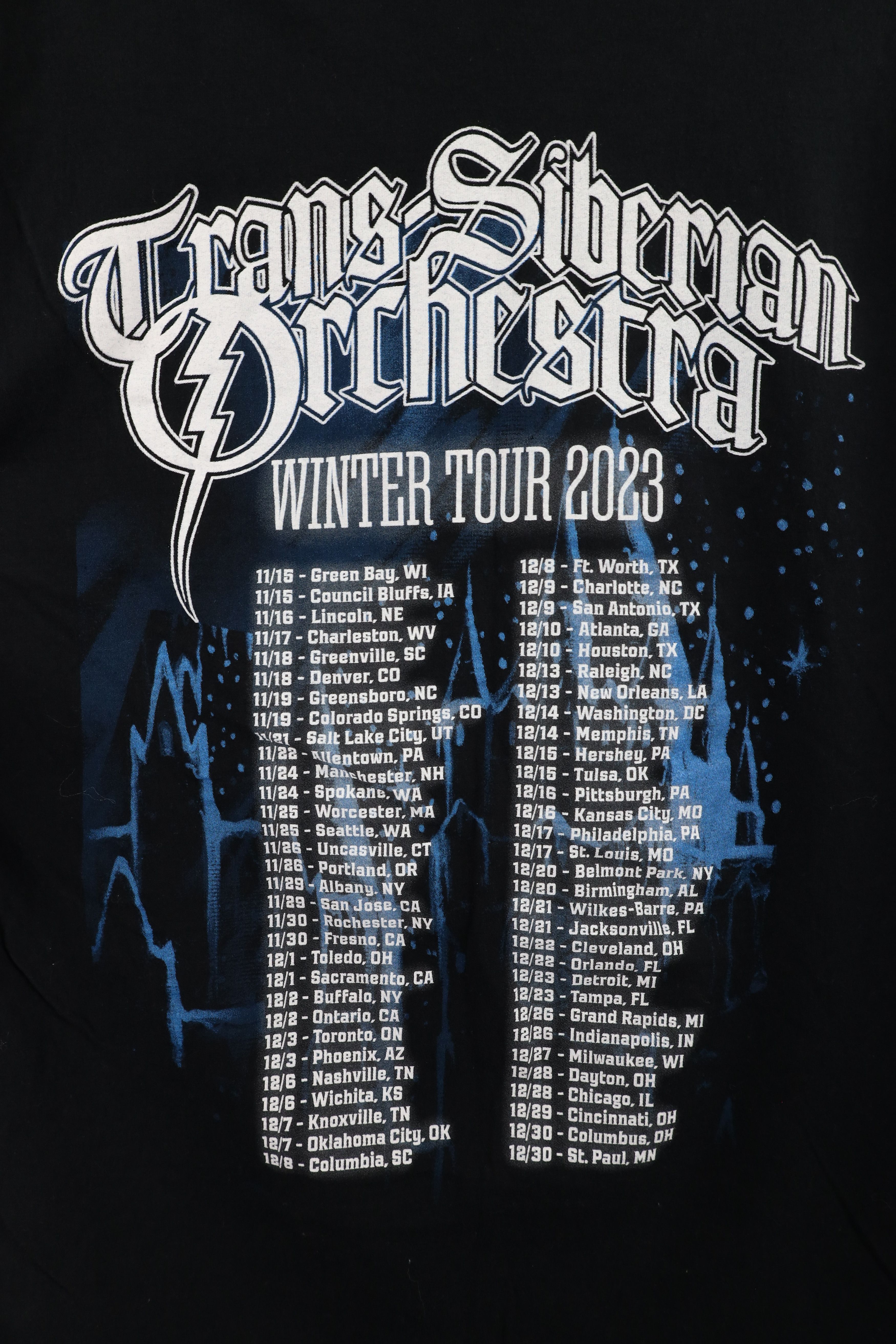 Vintage Y2K Winter Tour Trans Siberian Orchestra Band T-Shirt Black Size US XL / EU 56 / 4 - 11 Thumbnail