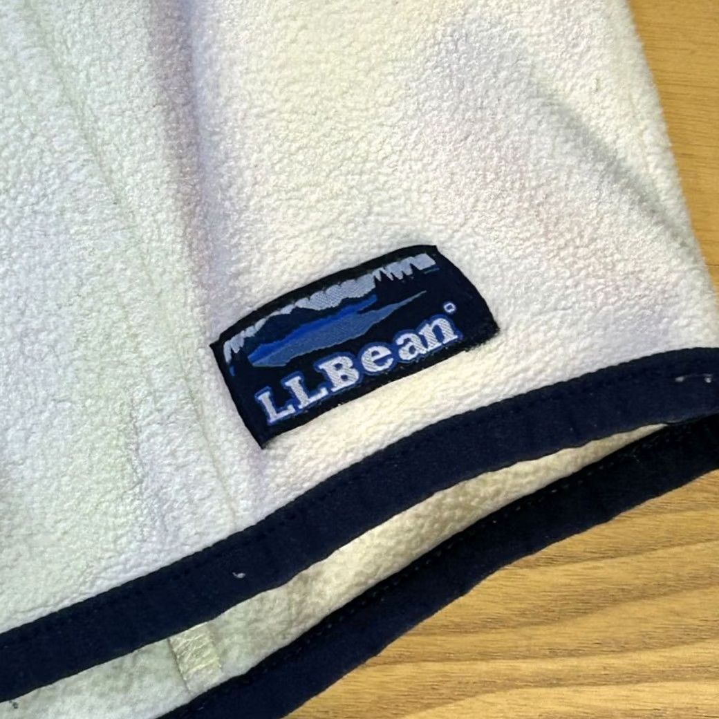 Vintage VINTAGE L.L.Bean White Quarter-Zip Fleece Pullover Navy Trim Womens MediumP Shirt Indoor Womens Size M / US 6-8 / IT 42-44 - 5 Thumbnail