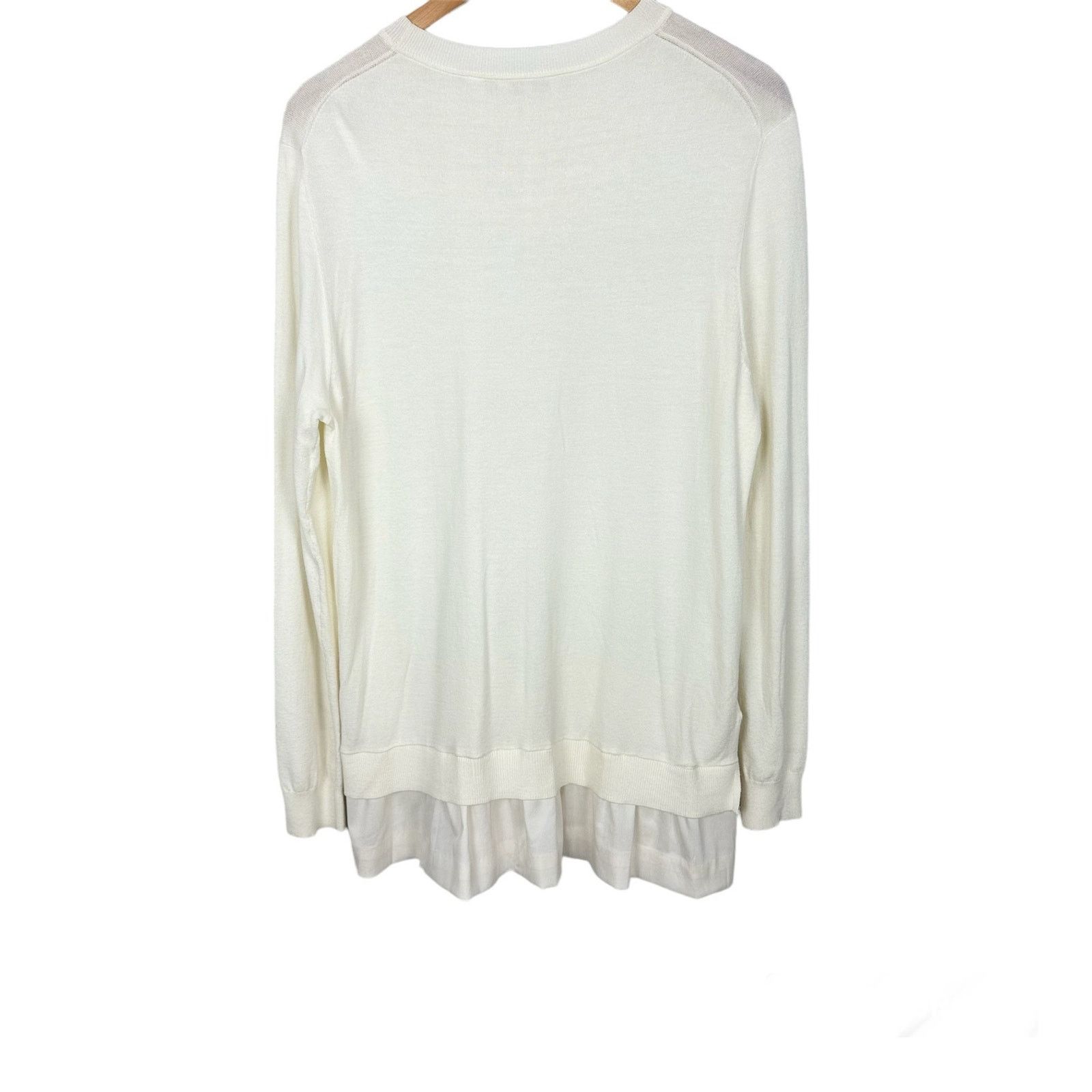 Ted Baker Ted Baker Yaline Ruffle Hem Overlay Woven Jumper Ivory Large Size L / US 10 / IT 46 - 3 Thumbnail