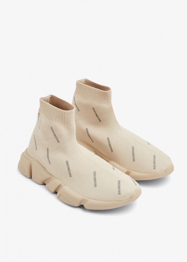 Balenciaga o1mt1gz1124 KIDS Speed Recycled Knit Sneakers in Beige Size US 5 / EU 37 - 4 Thumbnail
