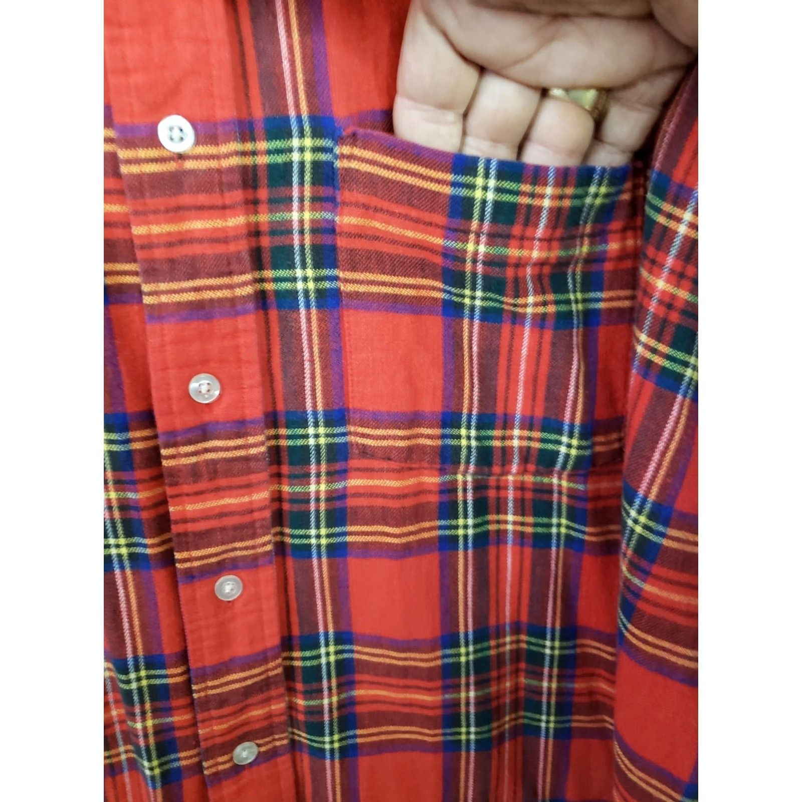 Vintage LL Bean Flannel Shirt Mens XLT Red Tartan Plaid Long Sleeve Button Up Button-Up Casual Outdoor All Seasons Mens XLT Red Flagstone Plaid (LL Bean) Size US XL / EU 56 / 4 - 4 Thumbnail