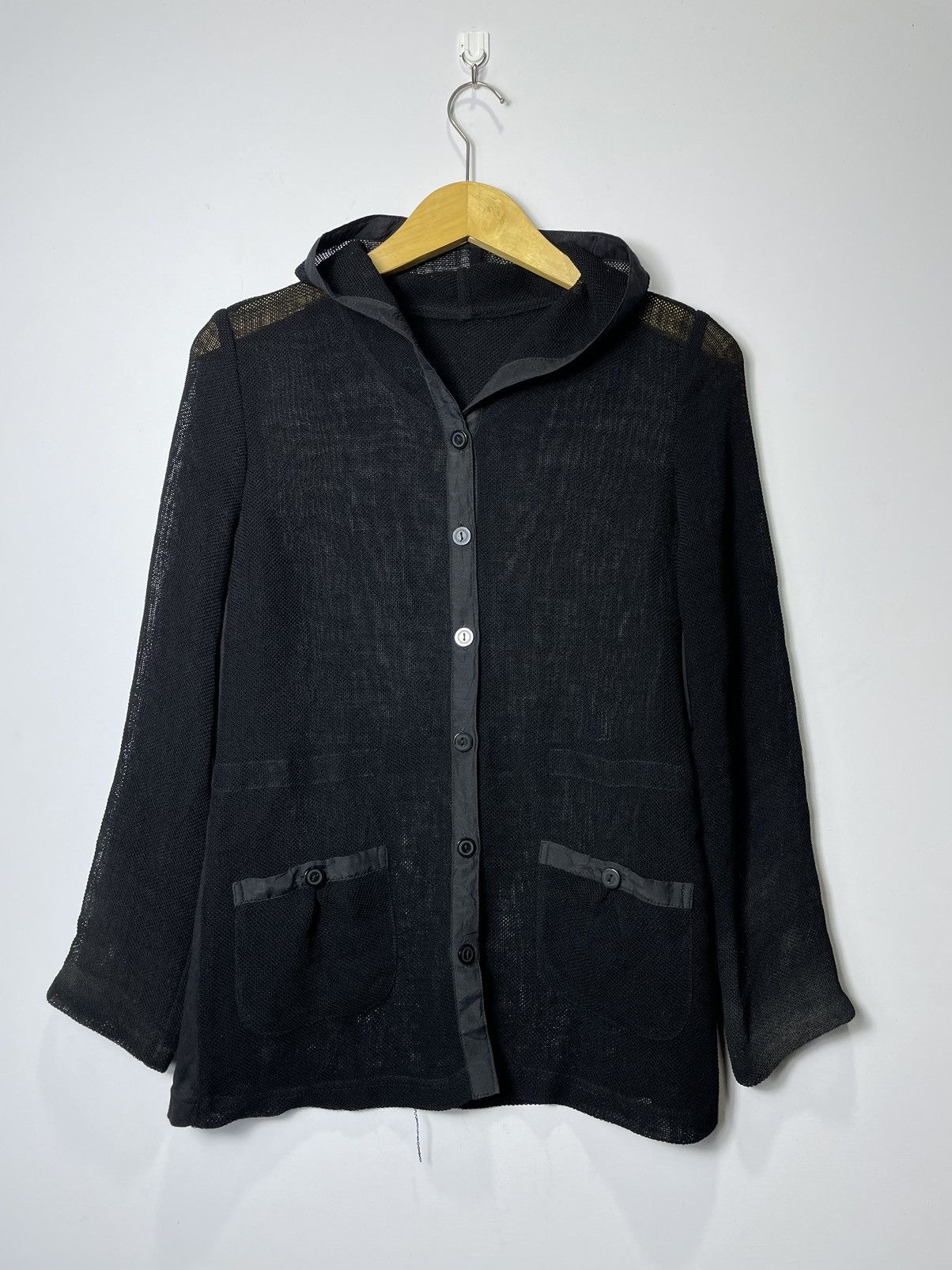 Japane- glitgern Mesh Hoodie button if9was6 style