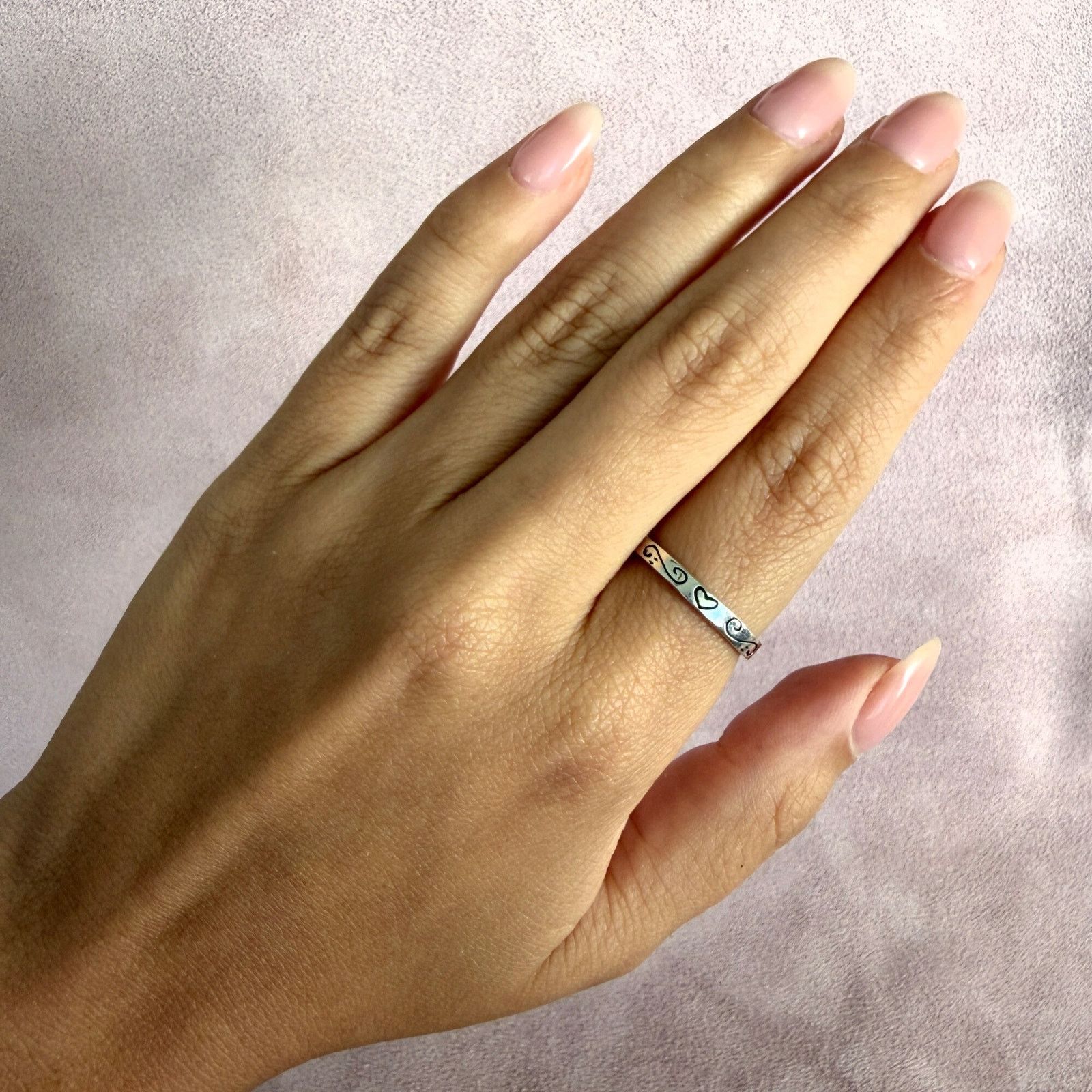 Sterling Silver sterling silver floral stack band ring size 7.75 Size ONE SIZE - 2 Thumbnail