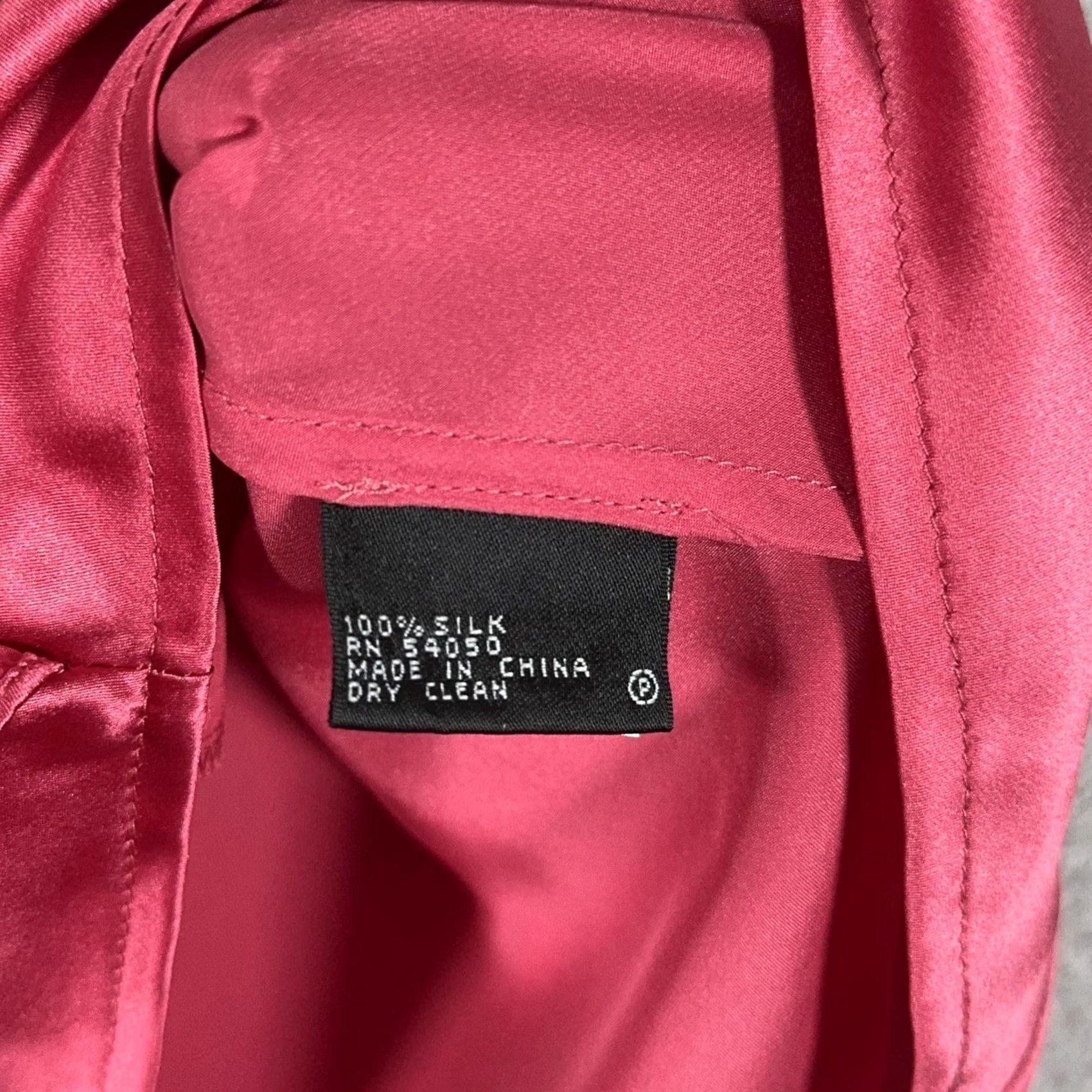 Anne Klein Anne Klein Silk Tank Camisole Womens 14P Pink Ruffle Front Satin Top Cami Sleeveless V-Neck Petite Size XL / US 12-14 / IT 48-50 - 5 Thumbnail