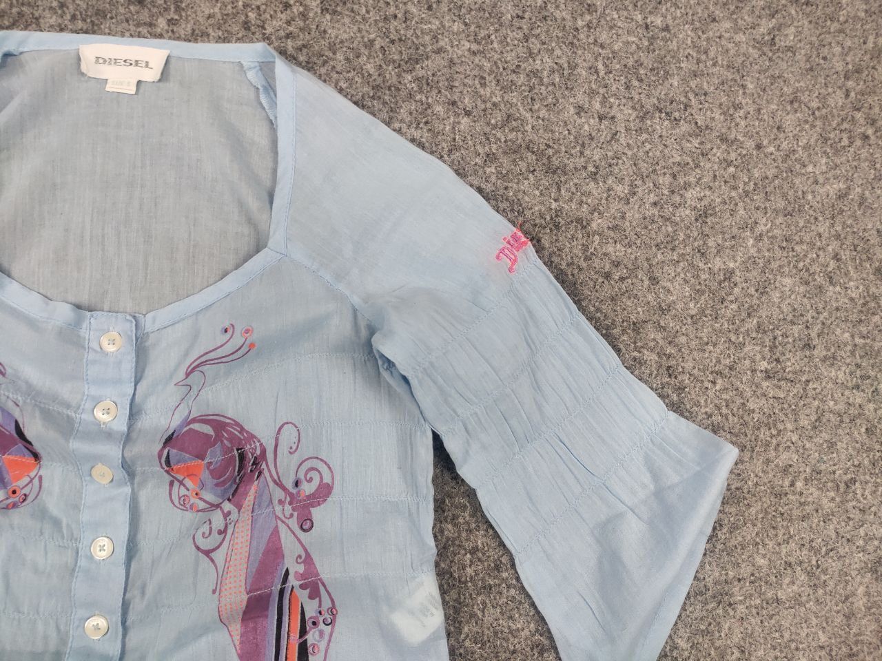 Diesel Vintage Diesel Blue Logo Y2K Button Shirt 1/4 Sleeves Blous Size S / US 4 / IT 40 - 8 Thumbnail
