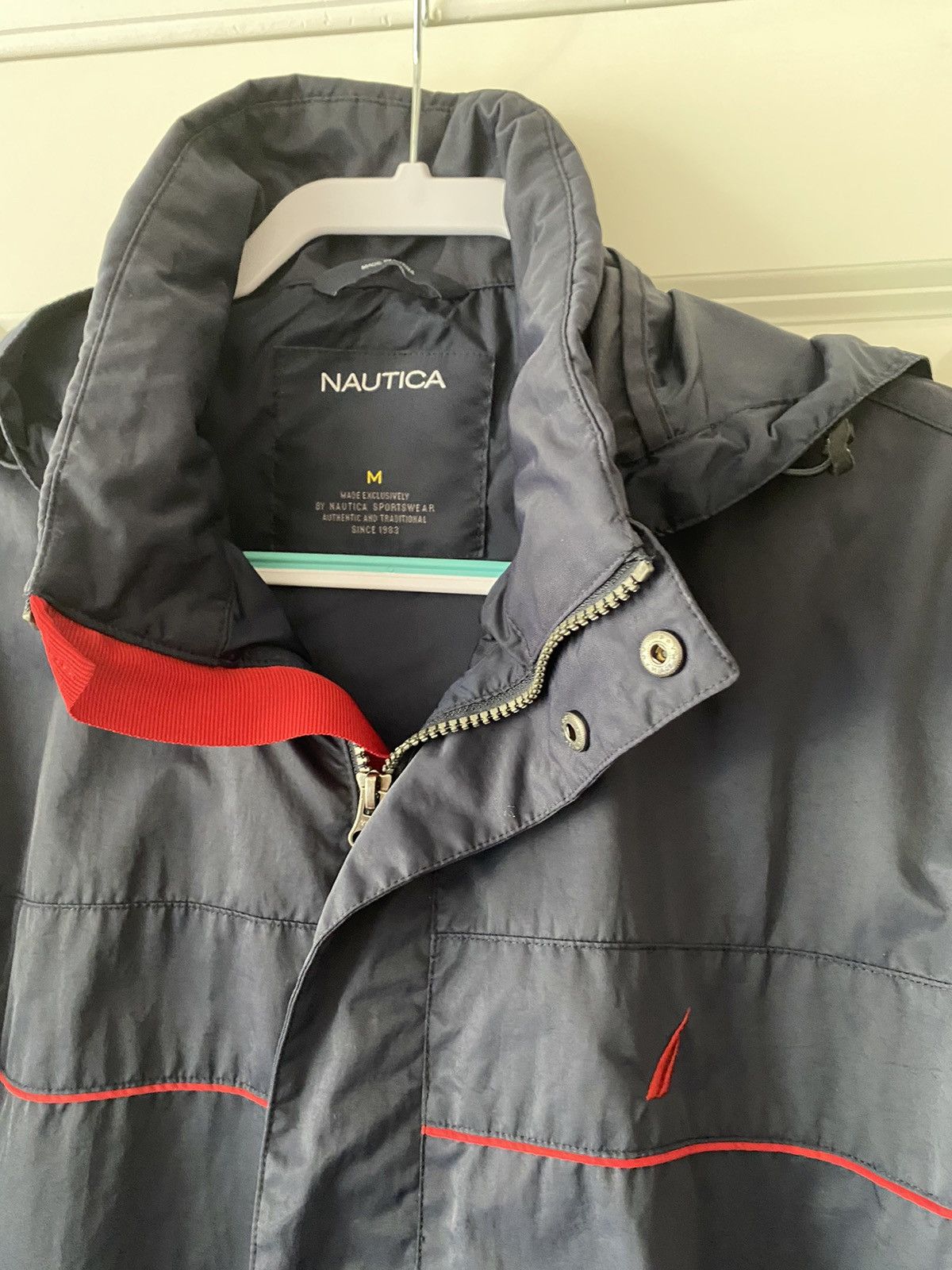 Nautica Nautica Windbreaker Jacket -M- Blue Full Zip Hoodie Size US M / EU 48-50 / 2 - 2 Thumbnail