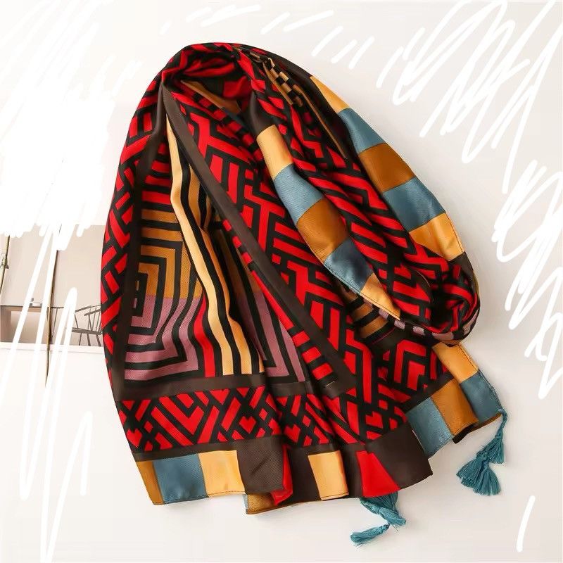 Japanese Brand × Vintage Striped Line Tassel Viscose Scarf Size ONE SIZE - 1 Thumbnail