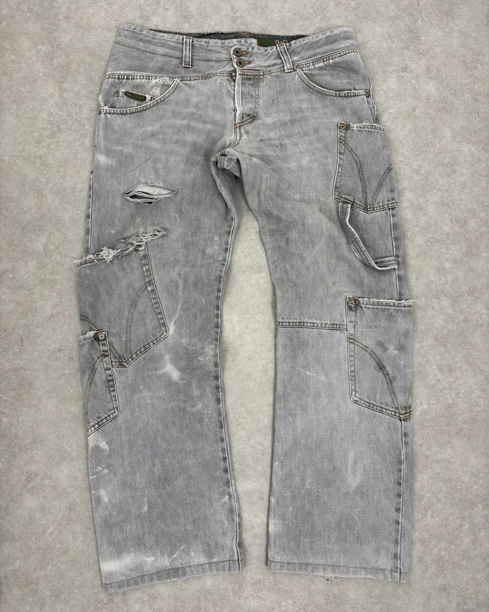 Dolce & Gabbana AW2004 Dolce & Gabbana Grey Distressed Multipocket Denim Jeans Size US 34 / EU 50 - 1 Thumbnail