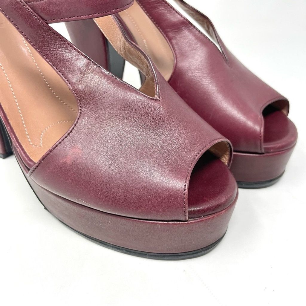 Marni MARNI Burgundy Leather Sculptured Heeled Sandals Size 38/ 8 Size US 8 / IT 38 - 12 Thumbnail