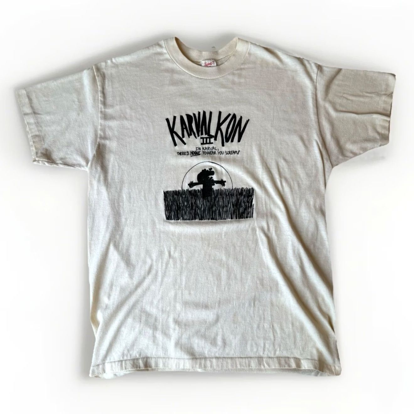 Vintage Vintage Scarecrow Shirt XL Ivory Cotton 80s USA Logo Short Sleeve Men's T-Shirt Size US XL / EU 56 / 4 - 2 Thumbnail