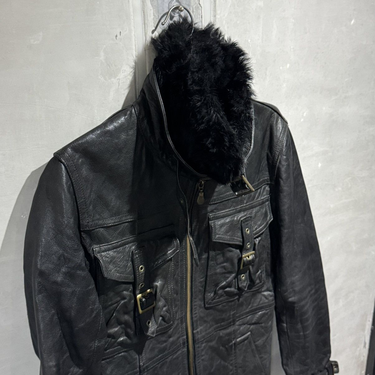 Tornado Mart Rare Tornado Mart Japan Fur Buckled Leather Jacket Size US M / EU 48-50 / 2 - 6 Thumbnail