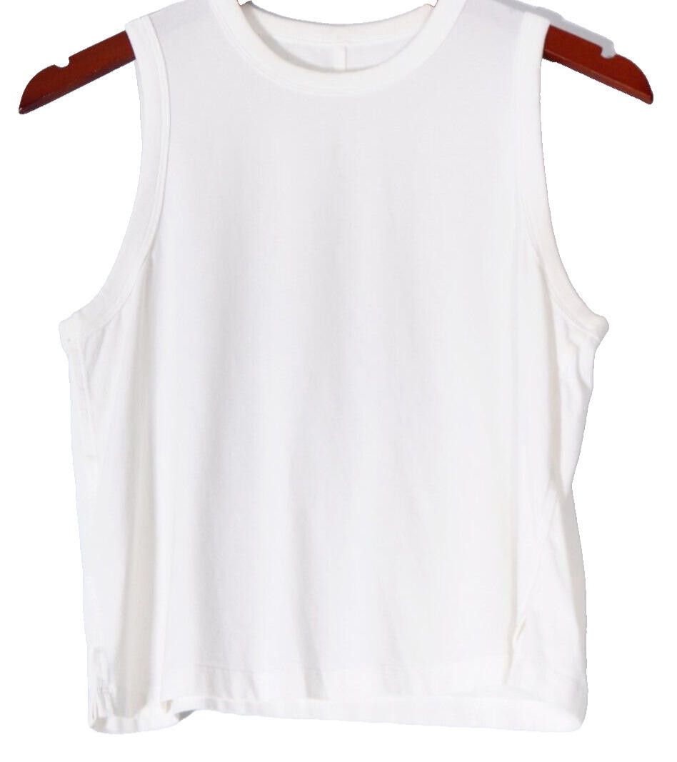 Lululemon Lululemon Small White Cropped Tank Top Cotton Yoga T-Shirt Size S / US 4 / IT 40 - 4 Thumbnail