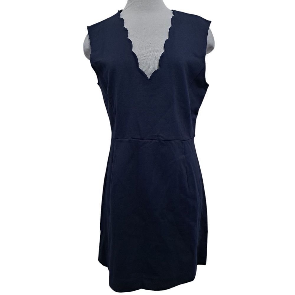 French Connection French Connection Lula Scalloped Edge V Neck Mini Dress Duc Size L / US 10 / IT 46 - 2 Thumbnail