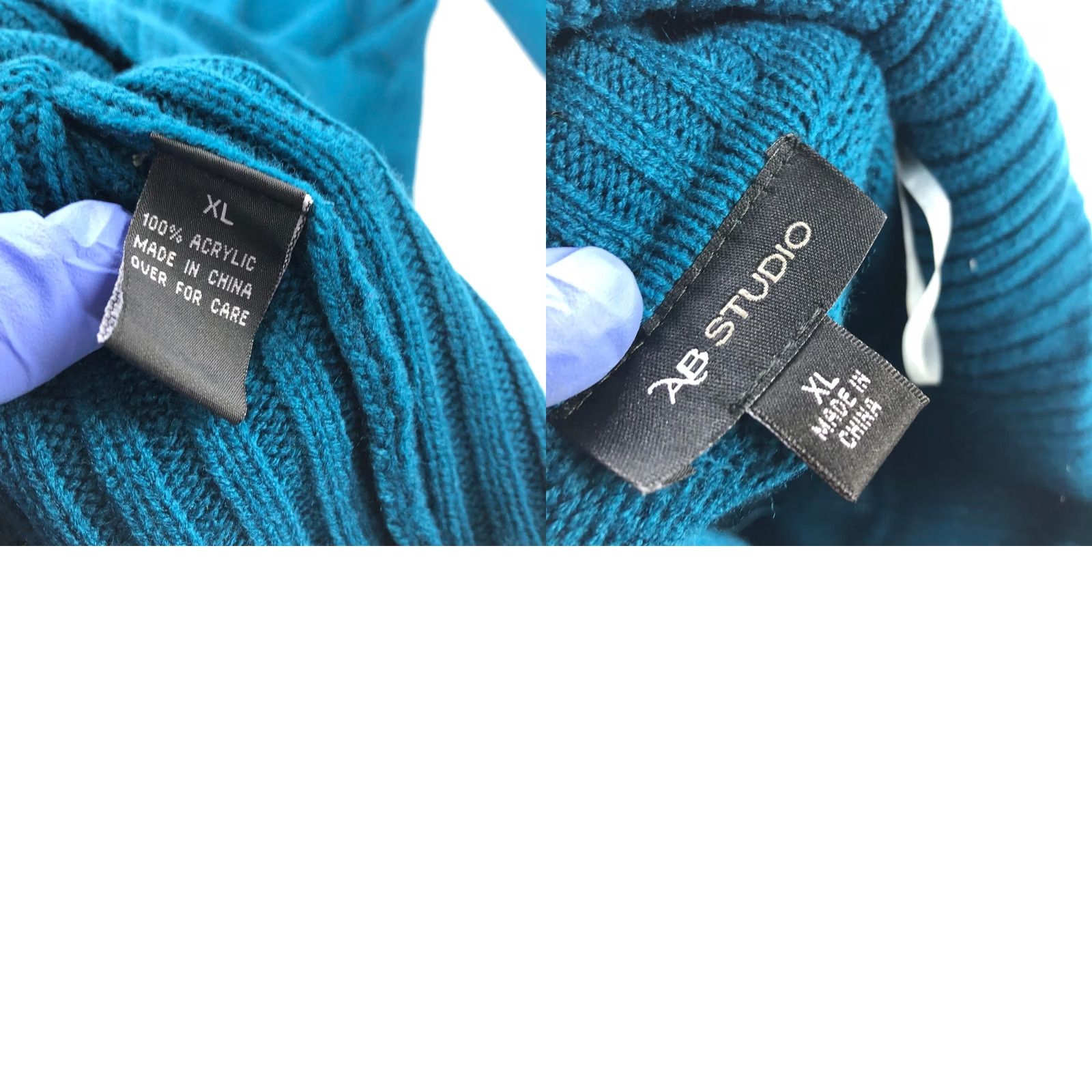 Vintage AB Studio XL Acrylic Cowl Neck Tunic Pullover Sweater Teal Blue Women Shirt/Top Size XL / US 12-14 / IT 48-50 - 8 Thumbnail