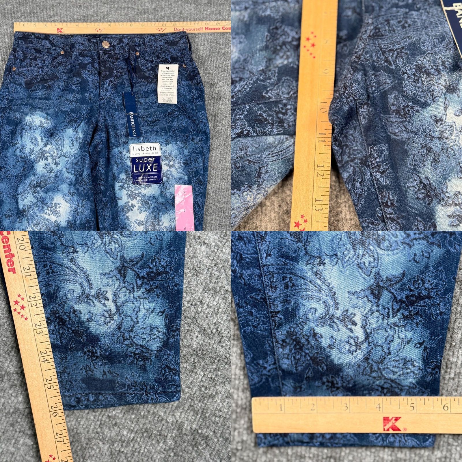 Vintage Bandolino Lisbeth Curvy Skinny Crop Jeans Paisley Print Jeans Blue Women 6 Slim Pocket Button Zip Mid Rise Denim 5-Pocket Design Fabric Wash Medium Size 28" / US 6 / IT 42 - 9 Thumbnail