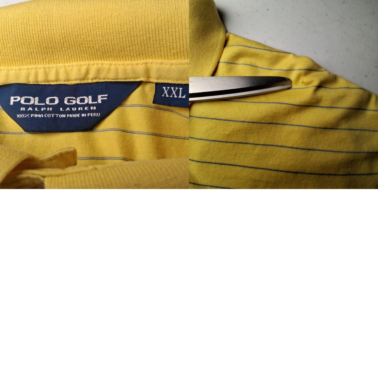 Vintage Polo Golf Shirt Men XXL Yellow Blue Striped Pony Logo Golfing README Size US XXL / EU 58 / 5 - 9 Thumbnail