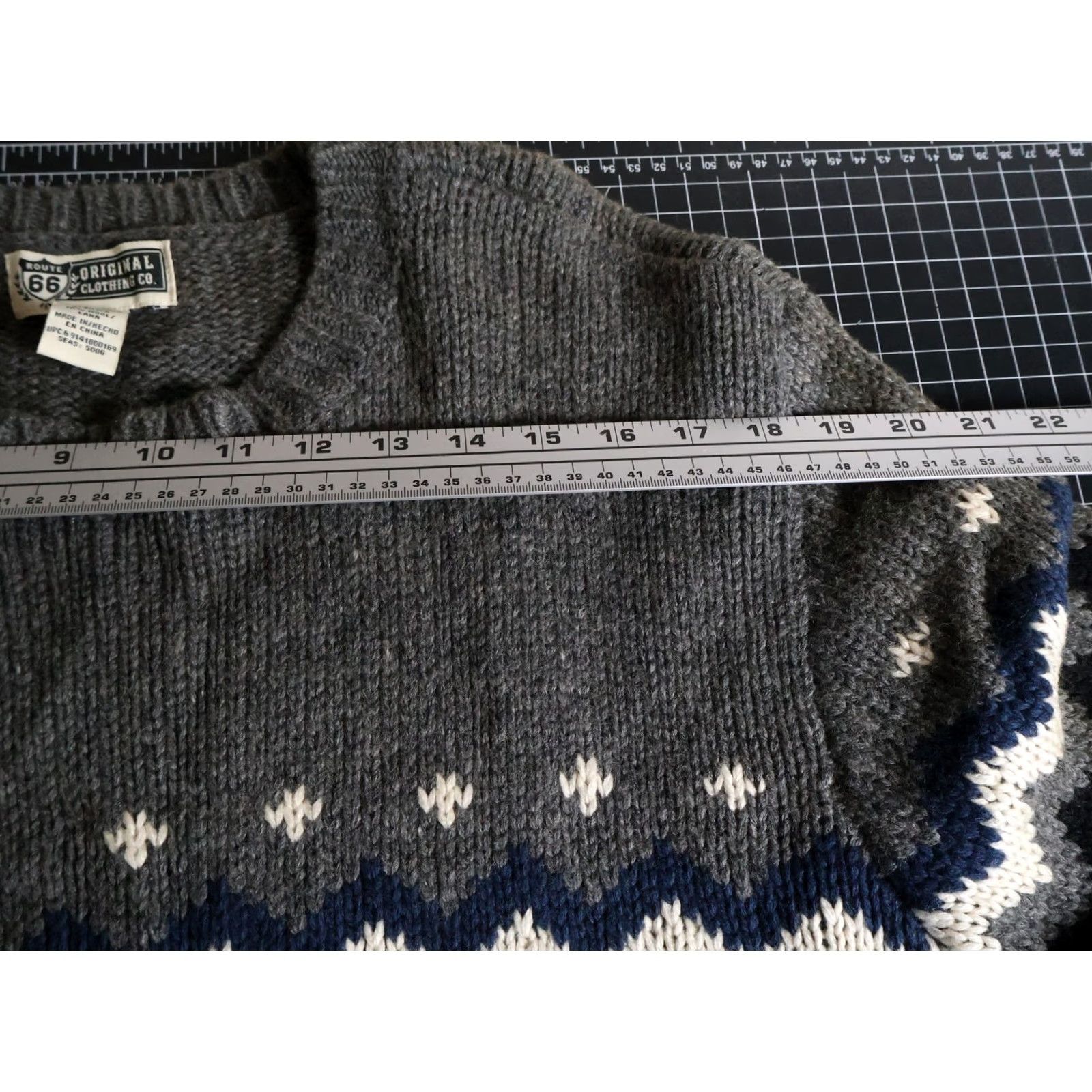 Route 66 VINTAGE Route 66 Sweater Geometric Crew Neck Knit Heavyweight Wool Blend Blue Large Mens Size US L / EU 52-54 / 3 - 7 Thumbnail