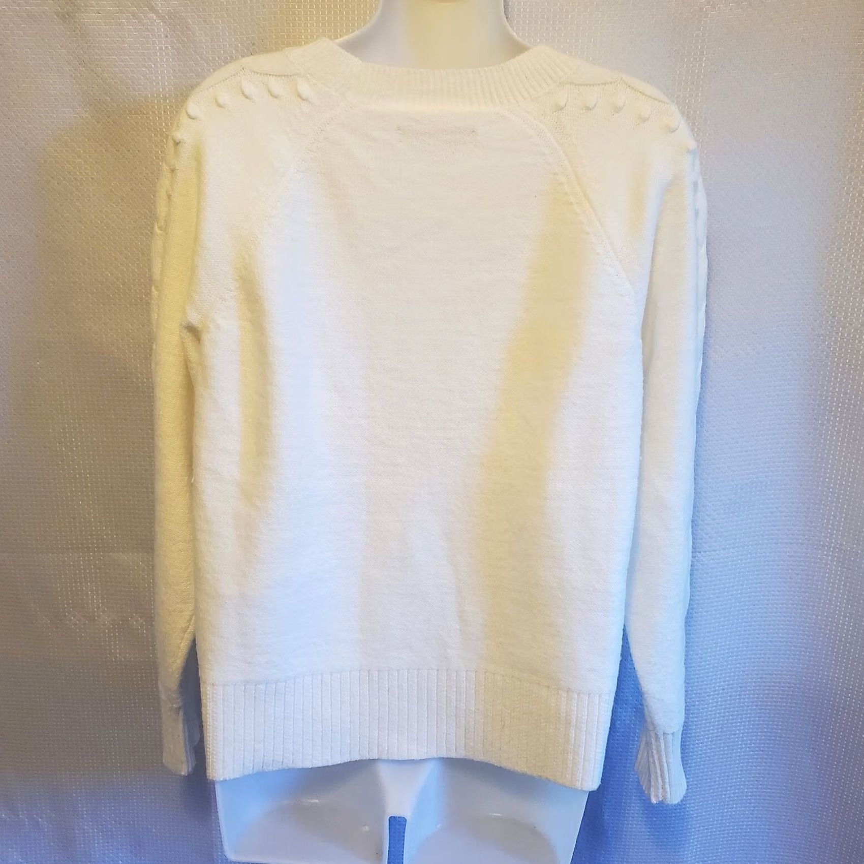 Ann Taylor Ann Taylor White Sweater Womens Sz Medium Cable Knit Soft L/S Winter Warm Size M / US 6-8 / IT 42-44 - 4 Thumbnail