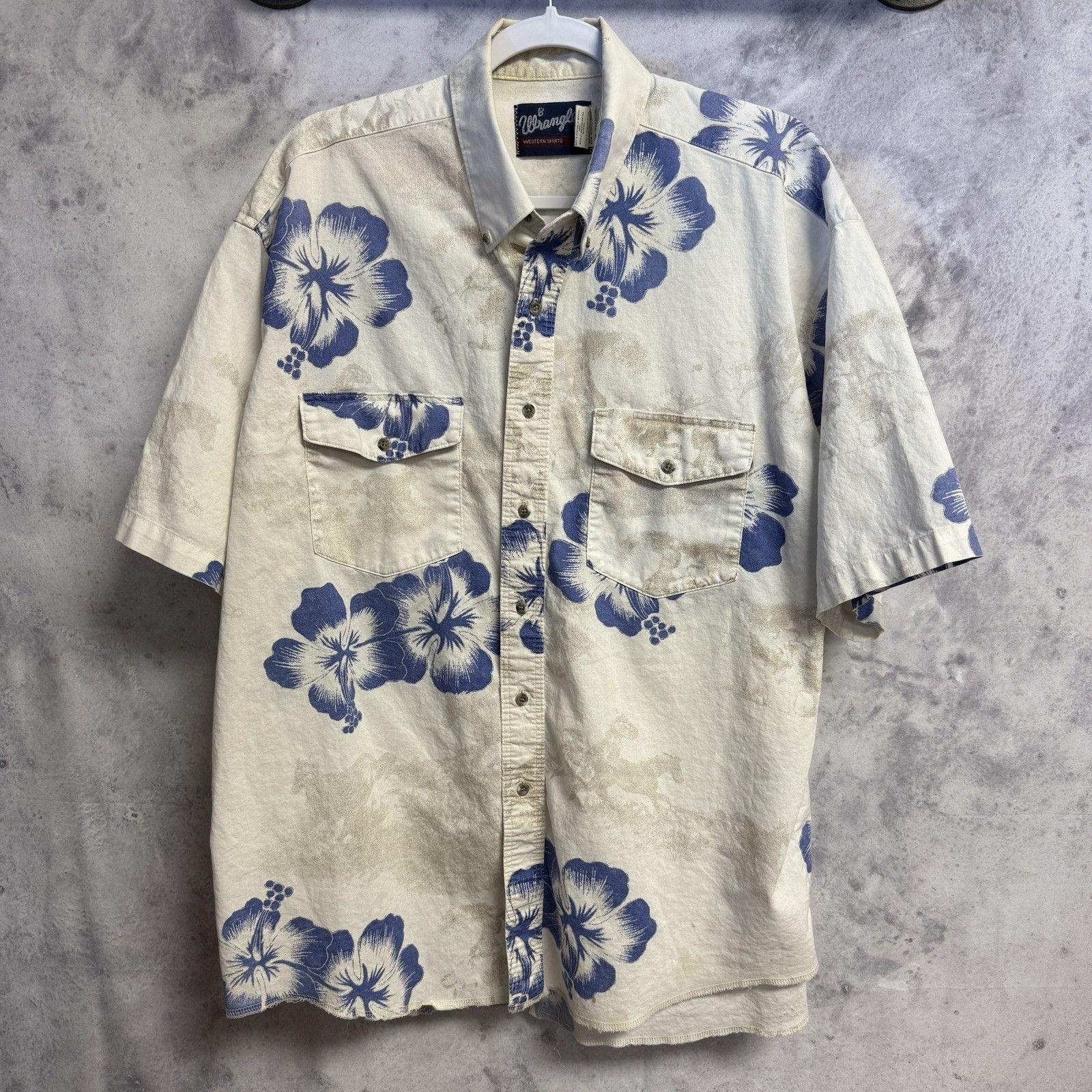Wrangler Vintage Wrangler Floral Hawaii Shirt Mens XL Western Size US XL / EU 56 / 4 - 1 Thumbnail