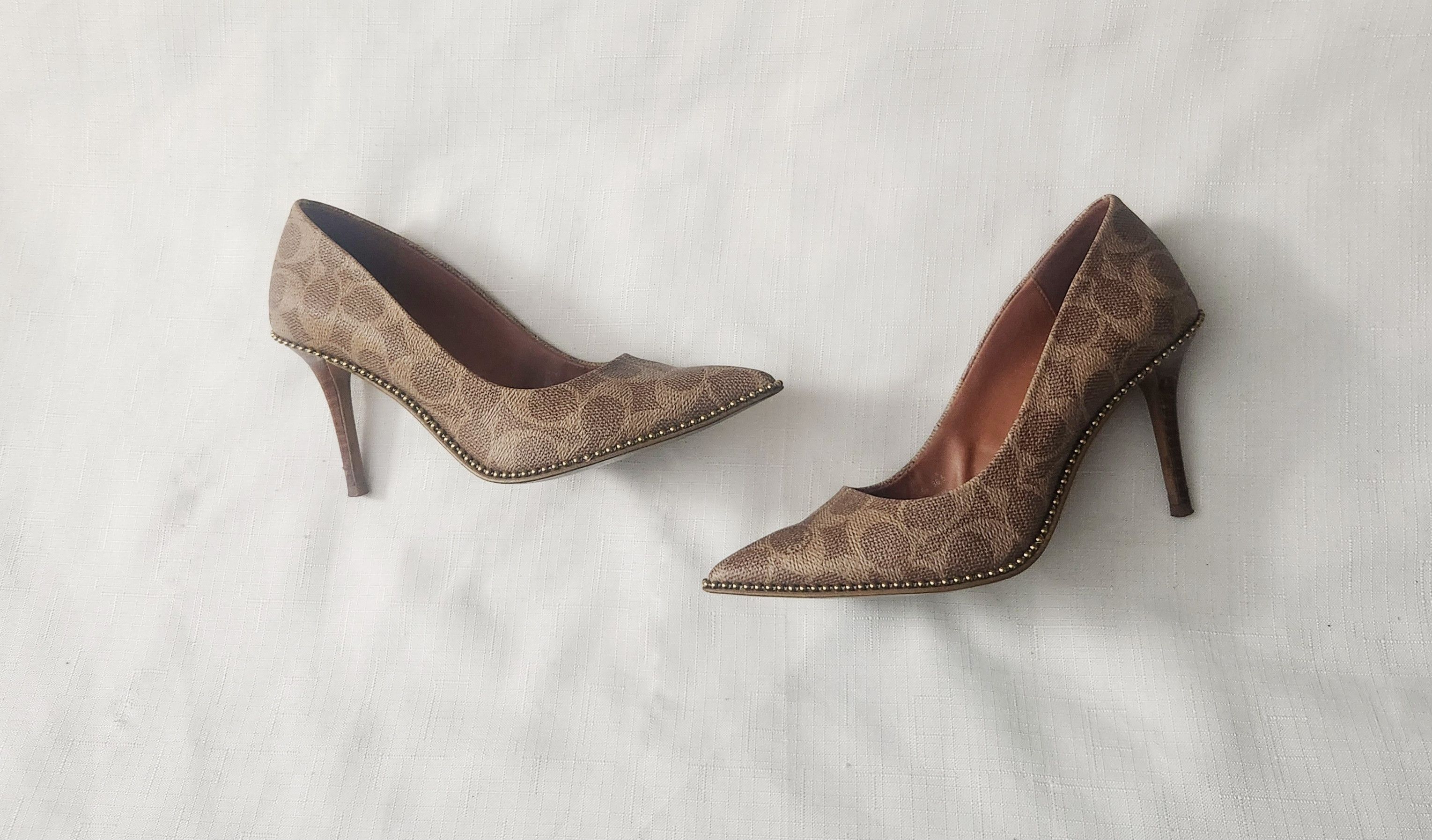 Coach × Designer COACH Waverly Pump with Beadchain Women Size 6 B Tan (G4374) Size US 6 / IT 36 - 8 Thumbnail