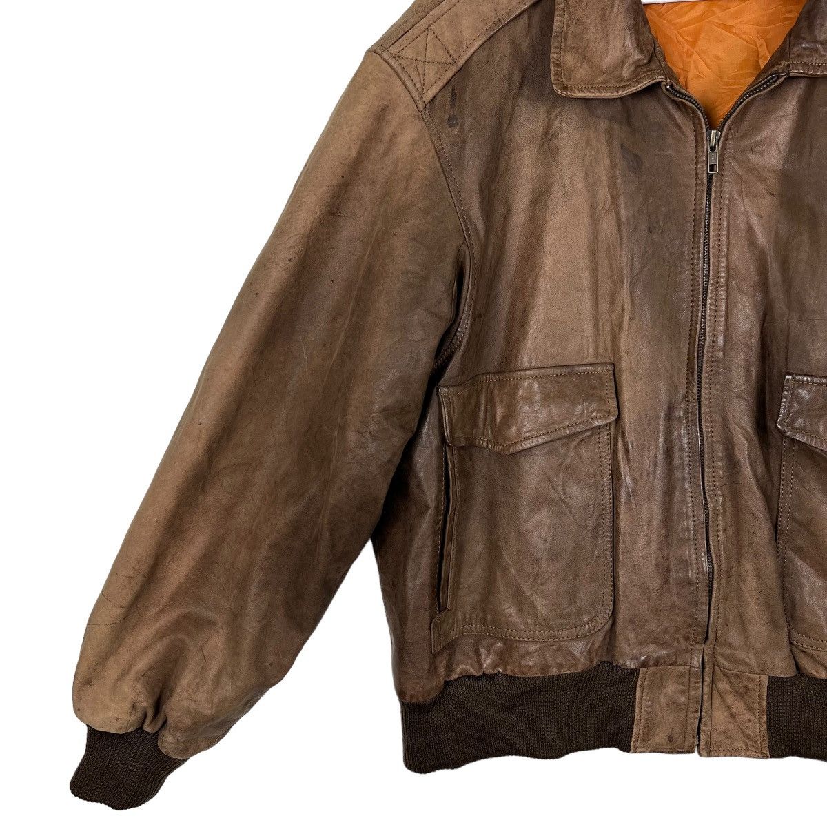 Vintage 🔥 RARE VINTAGE A-2 FIGHTER SQUADRON LEATHER JACKET Size US L / EU 52-54 / 3 - 8 Thumbnail