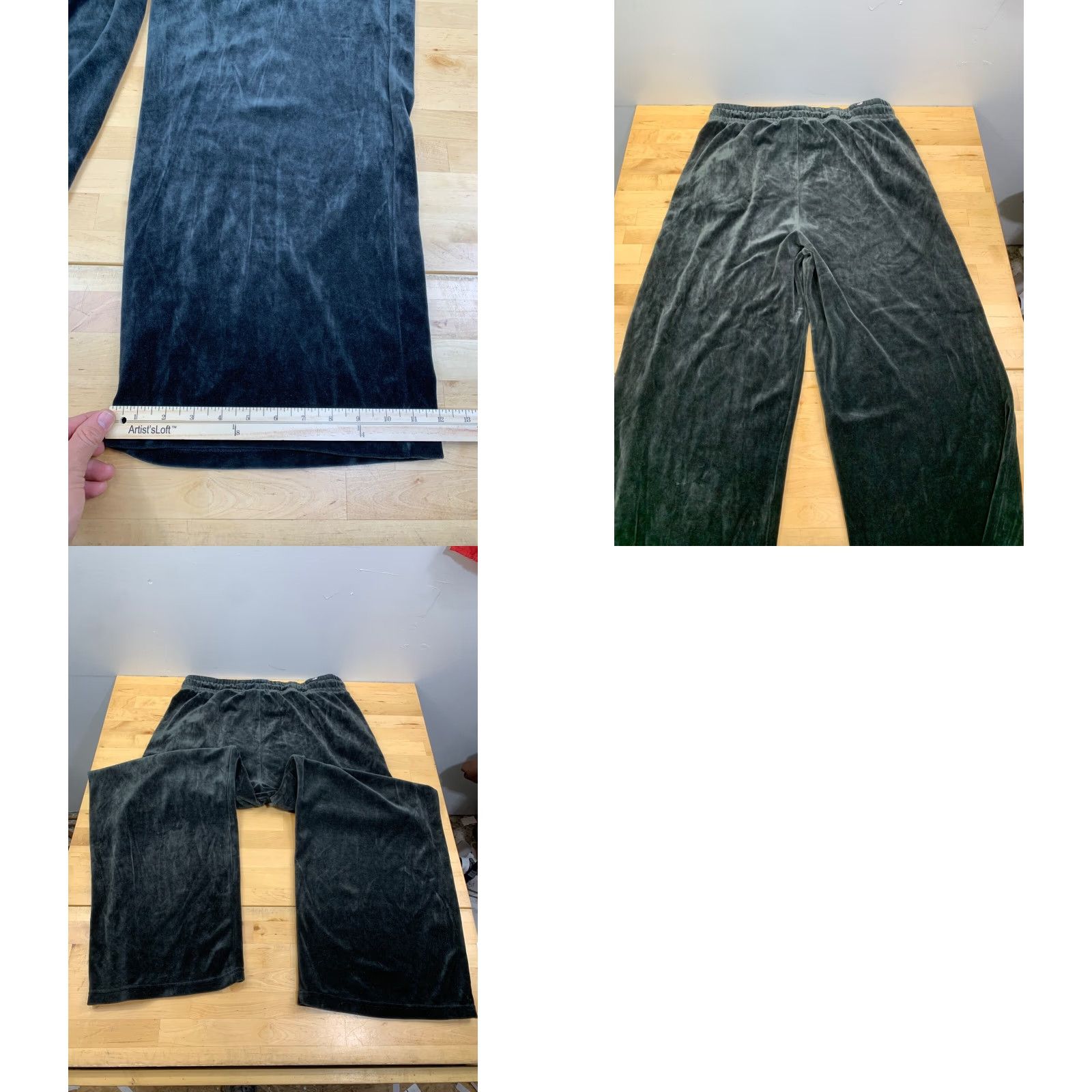 Puma Puma Velour Track Pants Womens XL Forrest Green Wide-Leg Drawstring Pants Size 40" / US 18 - 8 Thumbnail