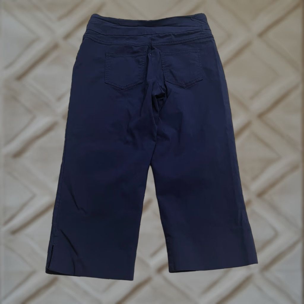 Vintage Ruby Rd. Petite Cropped Pants Womens 6P Navy Blue Straight Pocket Casual 28x18 Size 28" / US 6 / IT 42 - 1 Thumbnail