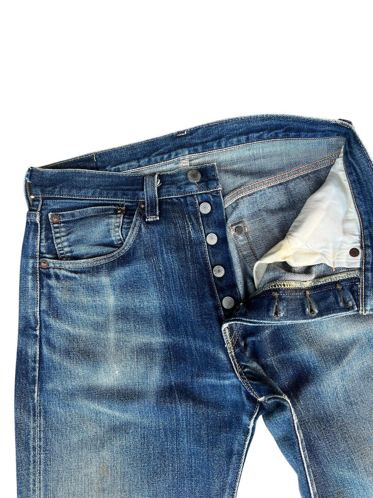 Levi's Vintage Clothing 2000s LVC Levi’s 501 XX Big E Distress Denim Selvedge Jeans Size US 30 / EU 46 - 7 Thumbnail