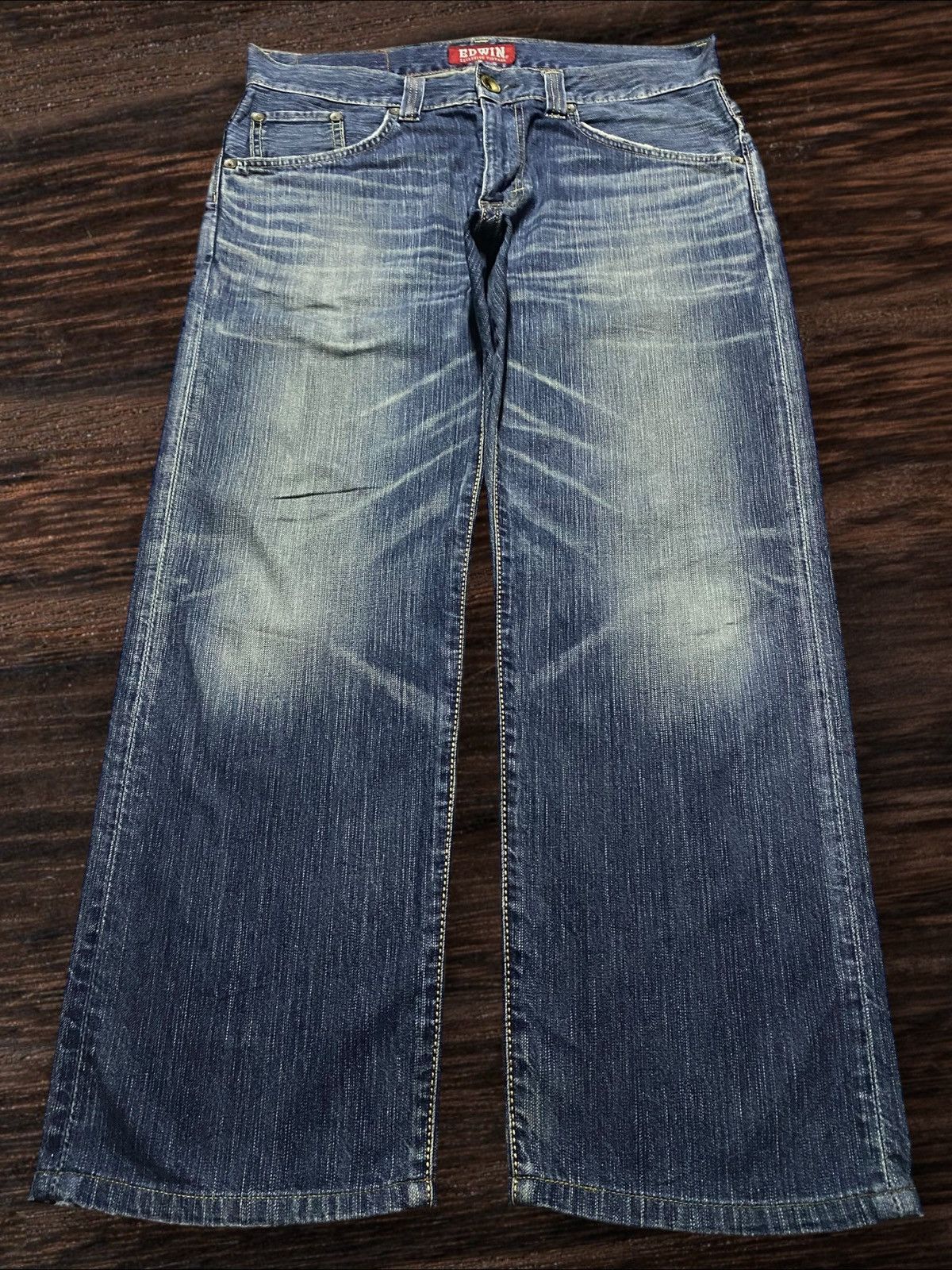 Junya Watanabe Vintage Japanese Brand Edwin 424XV Heavy Faded Baggy Jeans Size US 37 - 1 Thumbnail
