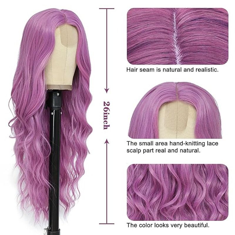 Other Long Purple Wavy Wig for Women 26 " Heat Resistant Fibers Size ONE SIZE - 2 Thumbnail
