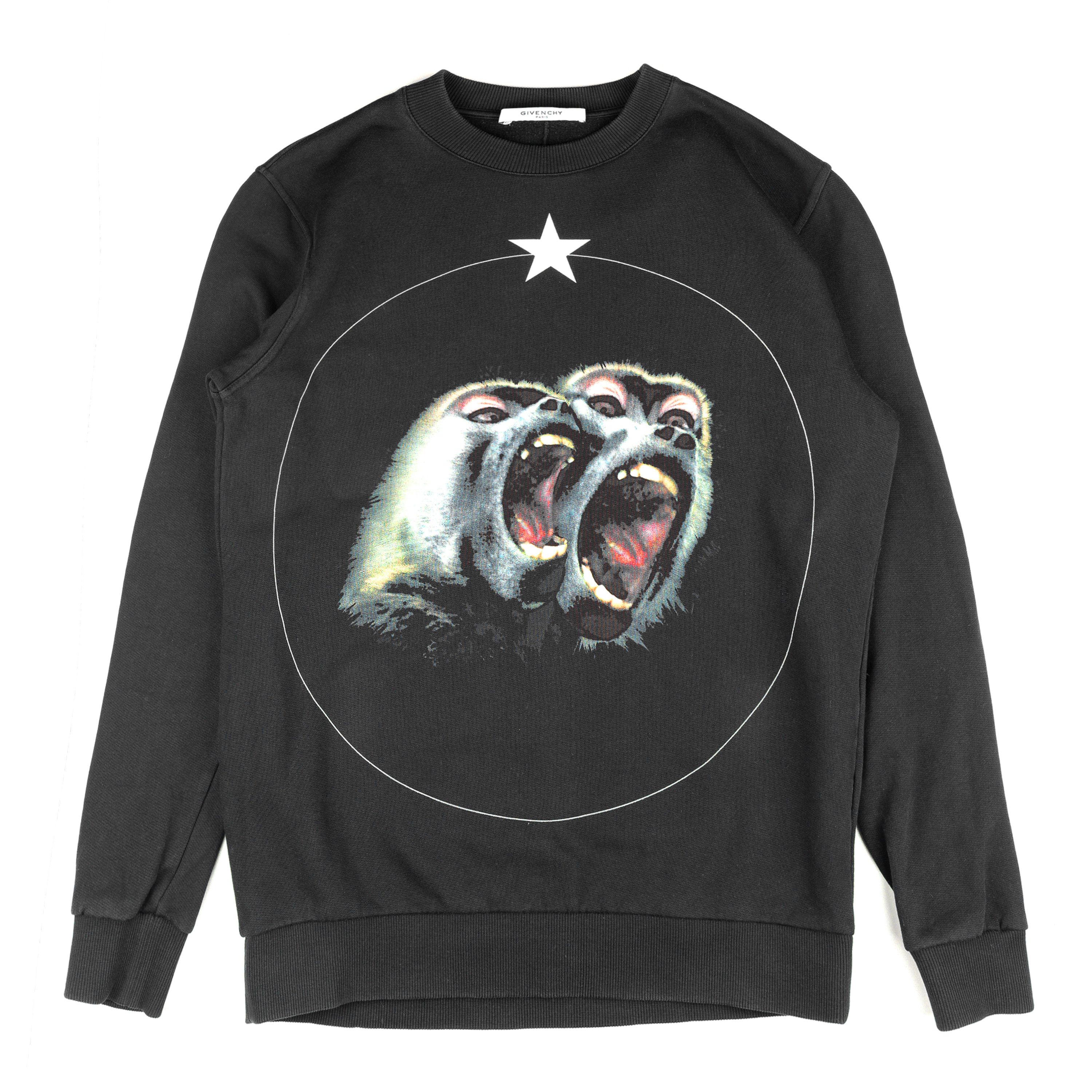 Givenchy Givenchy 2016 Monkey Brothers Vintage Black Sweatshirt (S) Size US S / EU 44-46 / 1 - 1 Thumbnail