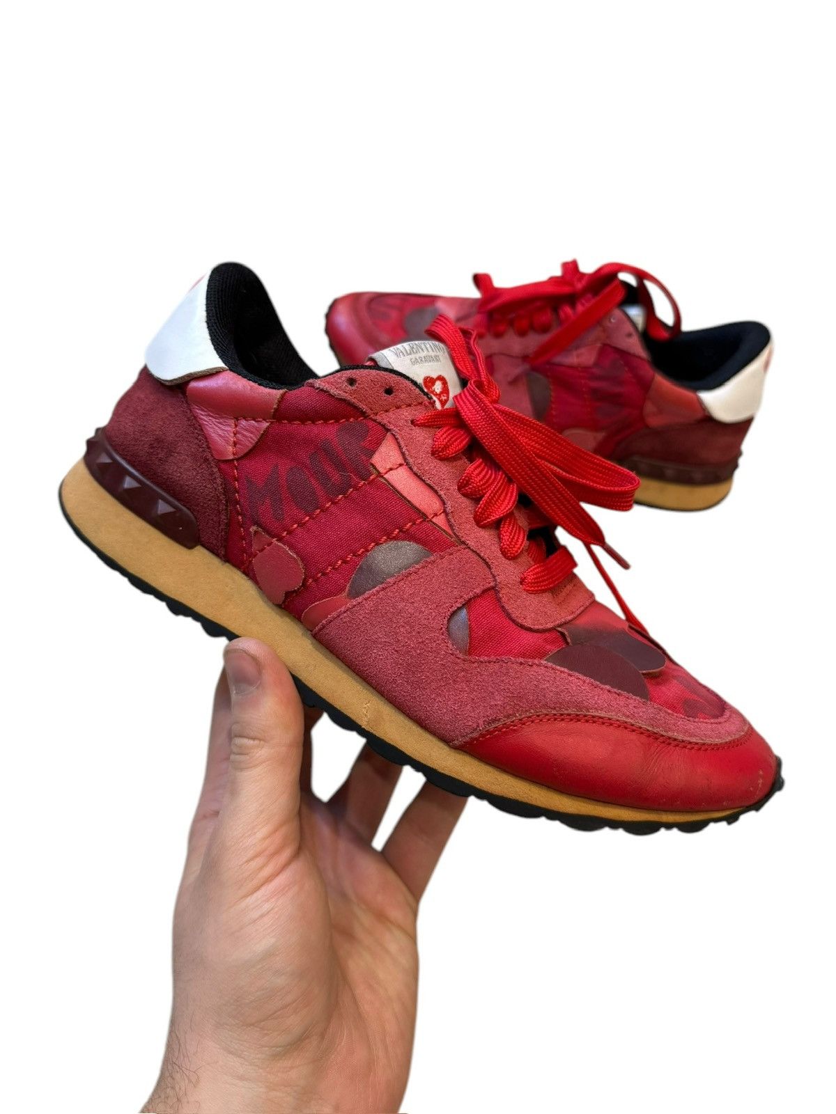 VALENTINO L'Amour Rockstud Leather Sneakers US8 EU38